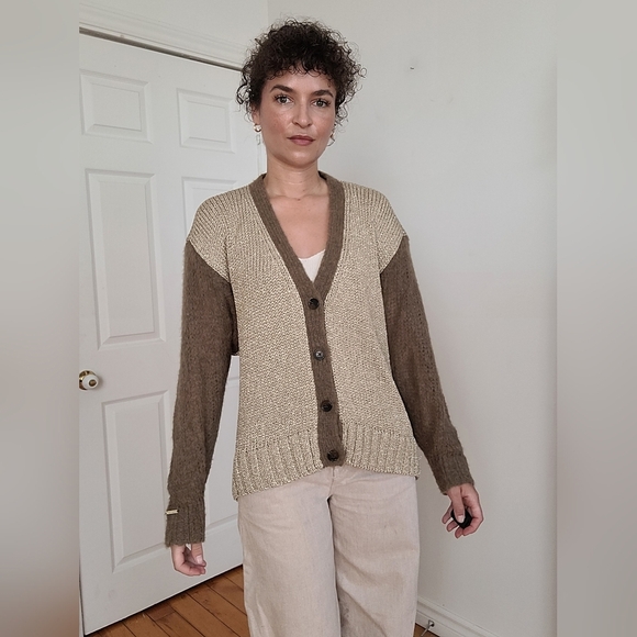 Michael Kors Two-Tone Cardigan Sweater - Picture 1 of 8